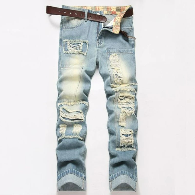Jean Slim Déchiré Bleu Clair Homme – High Street Retro Wash - Smiles shop