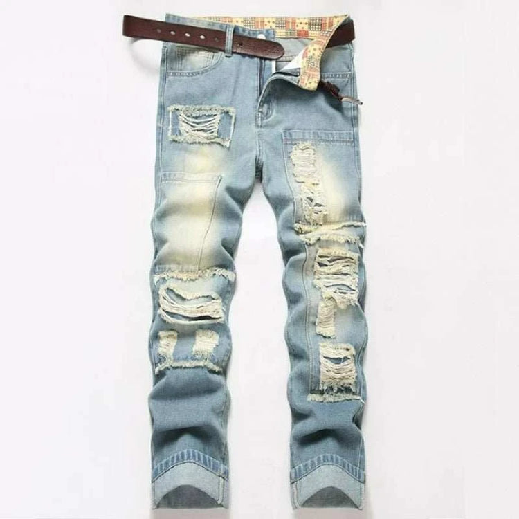 Jean Slim Déchiré Bleu Clair Homme – High Street Retro Wash - Smiles shop
