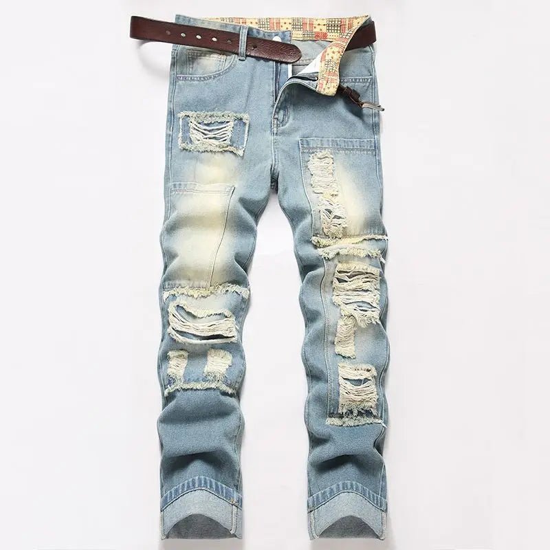 Jean Slim Déchiré Bleu Clair Homme – High Street Retro Wash - Smiles shop