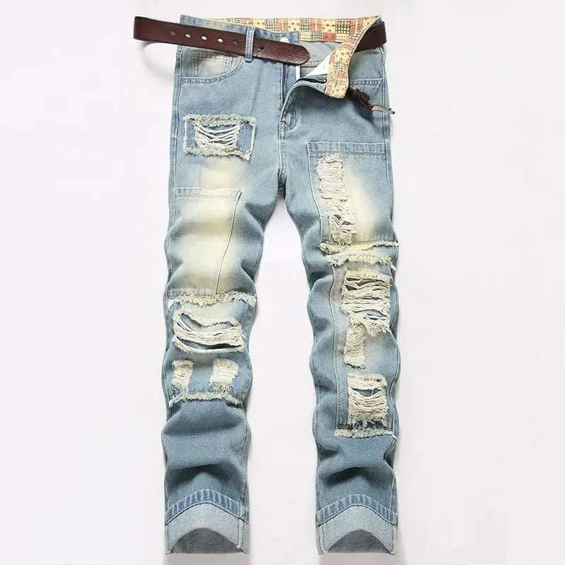 Jean Slim Déchiré Bleu Clair Homme – High Street Retro Wash - Smiles shop