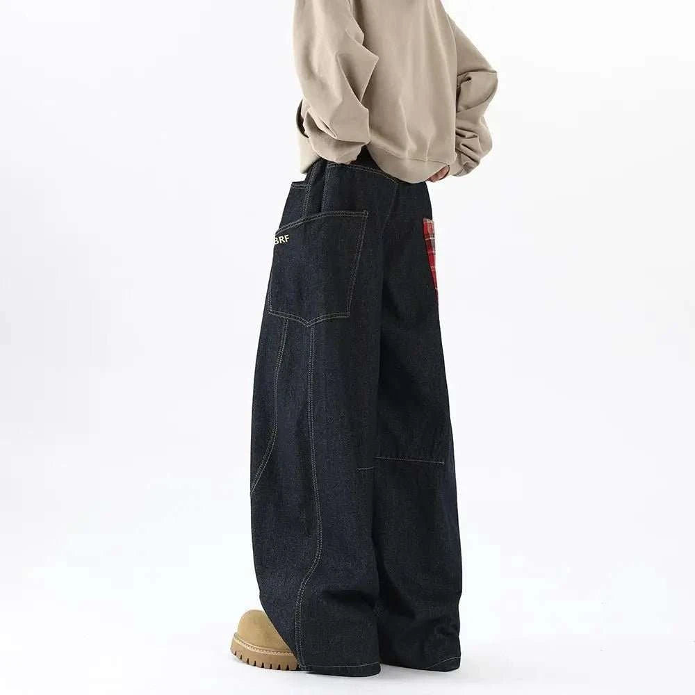 Jean Wide Leg Harem Brodé Y2K – Oversized Streetwear Vintage - Smiles shop