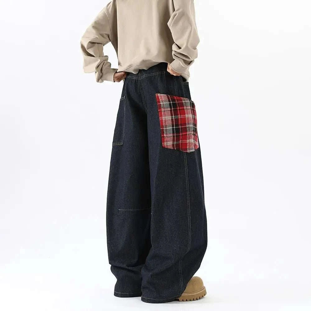 Jean Wide Leg Harem Brodé Y2K – Oversized Streetwear Vintage - Smiles shop