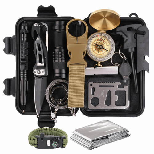 Kit de Survie Outdoor 14-en-1 – Boussole, Couteau, Lampe, Couverture Thermique & Boîte Étanche - Smiles shop