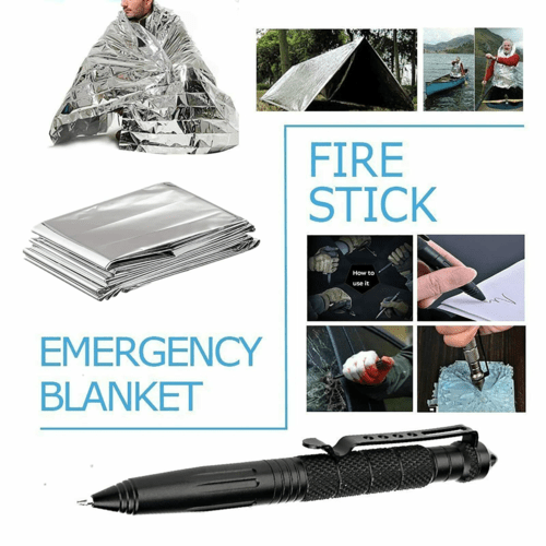 Kit de Survie Outdoor 14-en-1 – Boussole, Couteau, Lampe, Couverture Thermique & Boîte Étanche - Smiles shop
