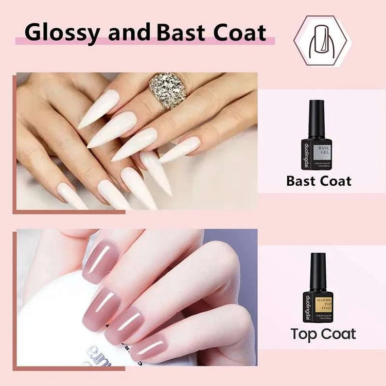 Kit d'extensions ongles en poly gel — Base, top coat, moules & pinceau inclus - Smiles shop