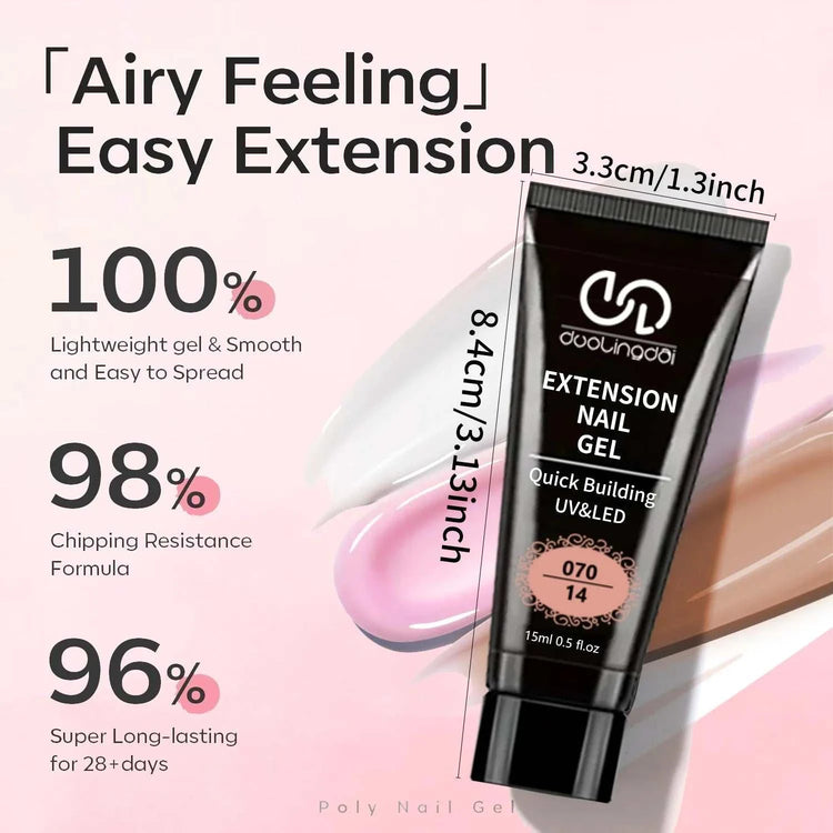 Kit d'extensions ongles en poly gel — Base, top coat, moules & pinceau inclus - Smiles shop