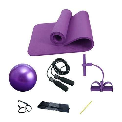 Kit Yoga & Fitness Maison 5 Pièces – Tapis, Balle Pilates, Tireur, Corde à Sauter & Sac - Smiles shop