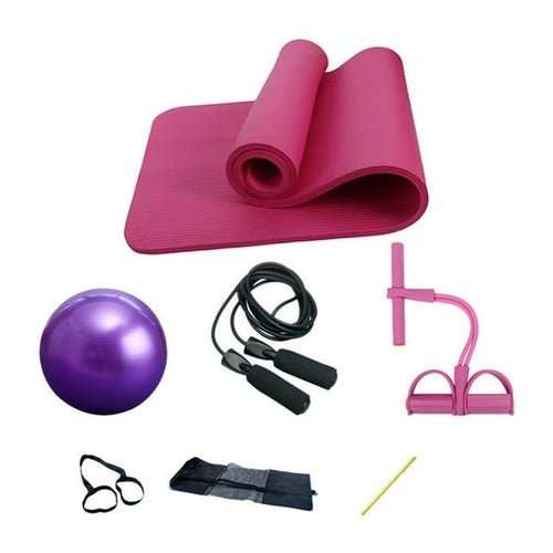 Kit Yoga & Fitness Maison 5 Pièces – Tapis, Balle Pilates, Tireur, Corde à Sauter & Sac - Smiles shop