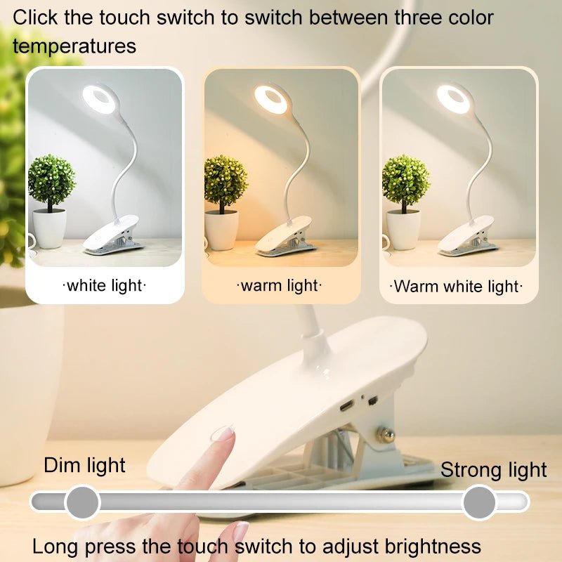 Lampe LED Bureau USB Pince – Anti-Scintillement, Variateur Tactile & Protection Yeux - Smiles shop