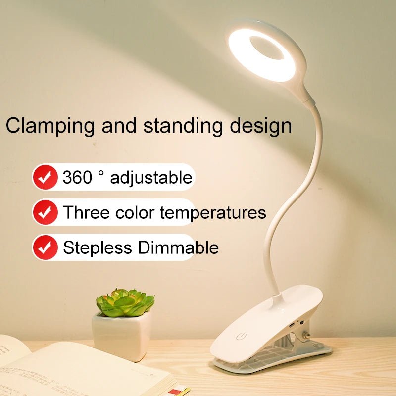 Lampe LED Bureau USB Pince – Anti-Scintillement, Variateur Tactile & Protection Yeux - Smiles shop