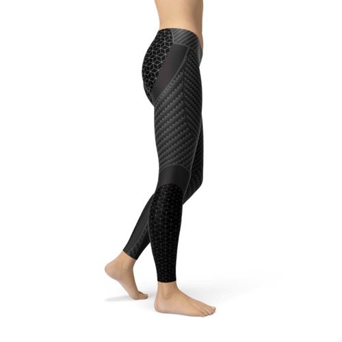 Legging Sport Femme Imprimé Fibre de Carbone – 4 Directions, Anti-Transparence & Fabrication USA - Smiles shop