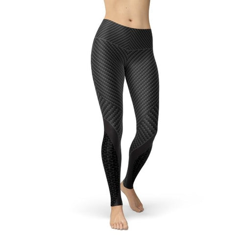 Legging Sport Femme Imprimé Fibre de Carbone – 4 Directions, Anti-Transparence & Fabrication USA - Smiles shop