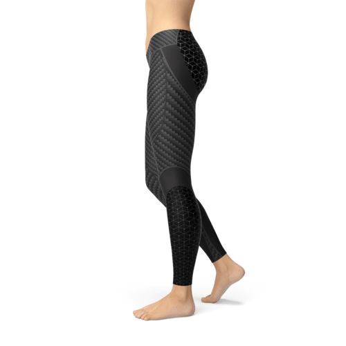 Legging Sport Femme Imprimé Fibre de Carbone – 4 Directions, Anti-Transparence & Fabrication USA - Smiles shop