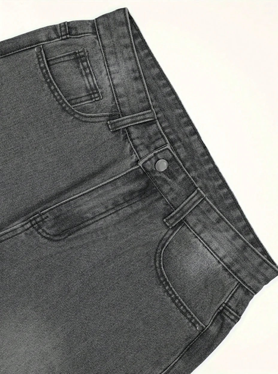 Men's Anime Style Jeans – Star Patches & Enzyme Washed Denim - Smiles shop