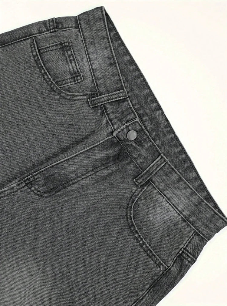 Men's Anime Style Jeans – Star Patches & Enzyme Washed Denim - Smiles shop
