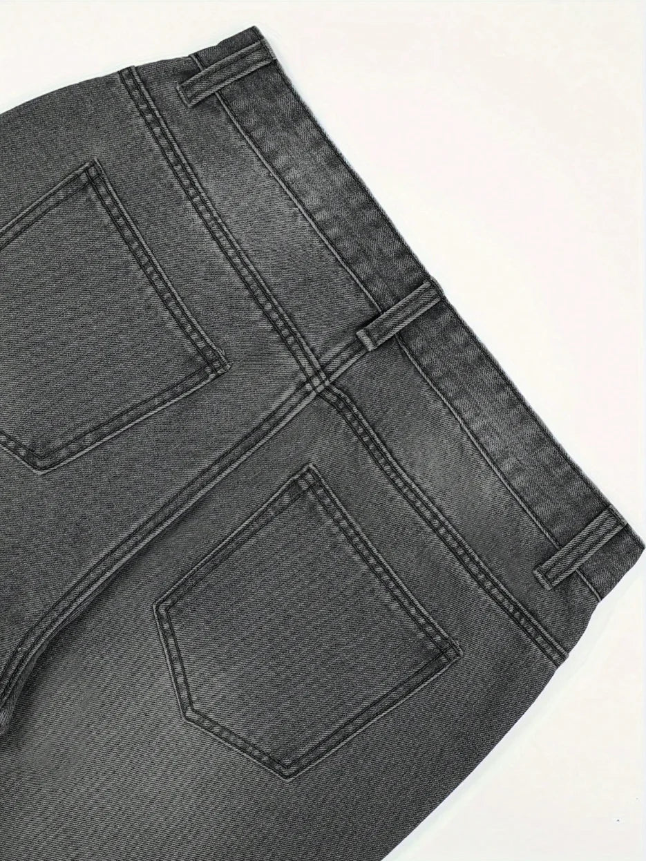 Men's Anime Style Jeans – Star Patches & Enzyme Washed Denim - Smiles shop