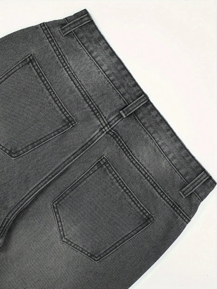 Men's Anime Style Jeans – Star Patches & Enzyme Washed Denim - Smiles shop