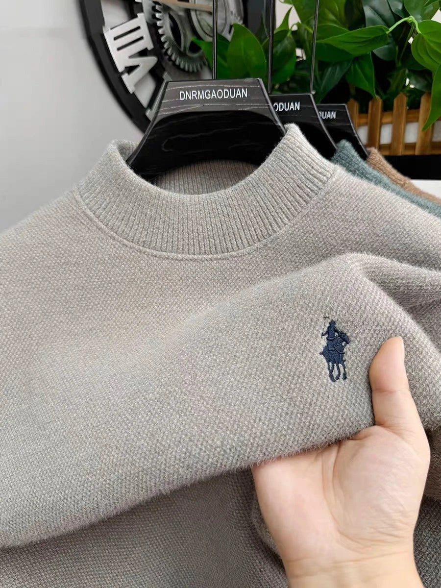 Men's Embroidered Crew Neck Sweater – Thick Warm Knit - Smiles shop