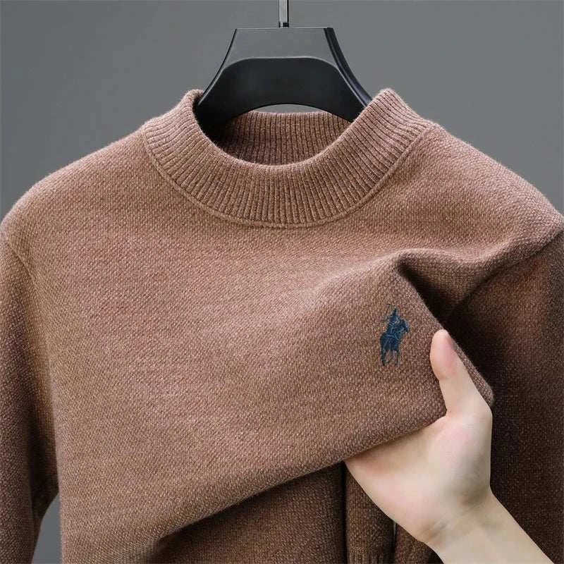 Men's Embroidered Crew Neck Sweater – Thick Warm Knit - Smiles shop