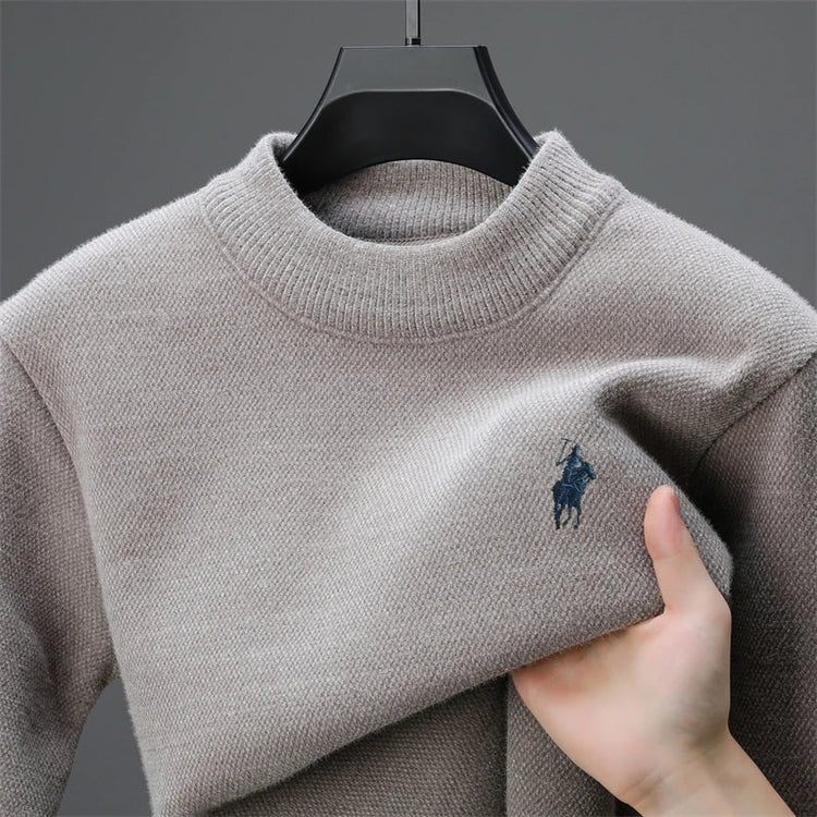 Men's Embroidered Crew Neck Sweater – Thick Warm Knit - Smiles shop
