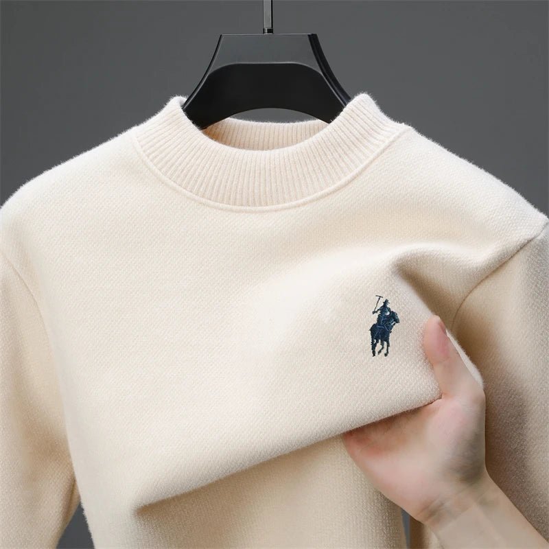 Men's Embroidered Crew Neck Sweater – Thick Warm Knit - Smiles shop