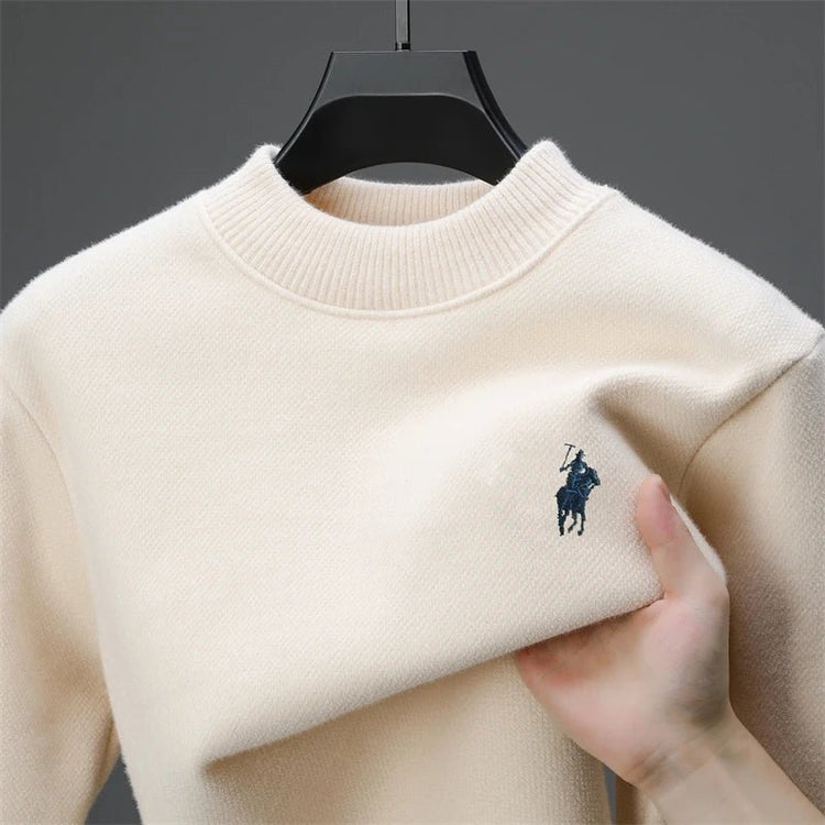 Men's Embroidered Crew Neck Sweater – Thick Warm Knit - Smiles shop
