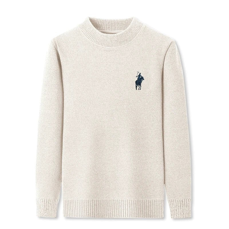 Men's Embroidered Crew Neck Sweater – Thick Warm Knit - Smiles shop