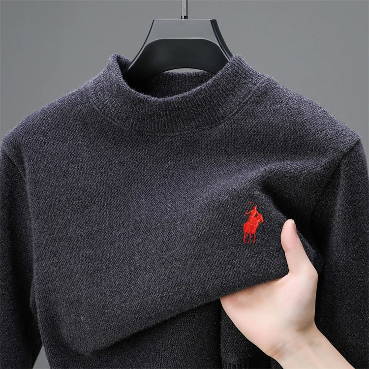Men's Embroidered Crew Neck Sweater – Thick Warm Knit - Smiles shop