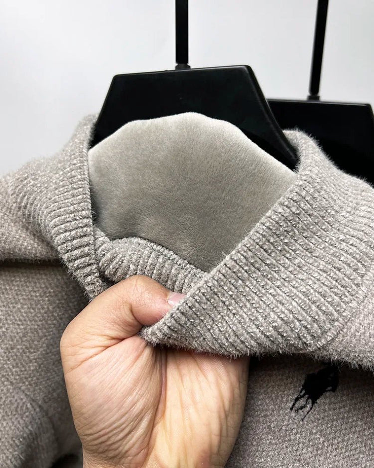 Men's Embroidered Crew Neck Sweater – Thick Warm Knit - Smiles shop