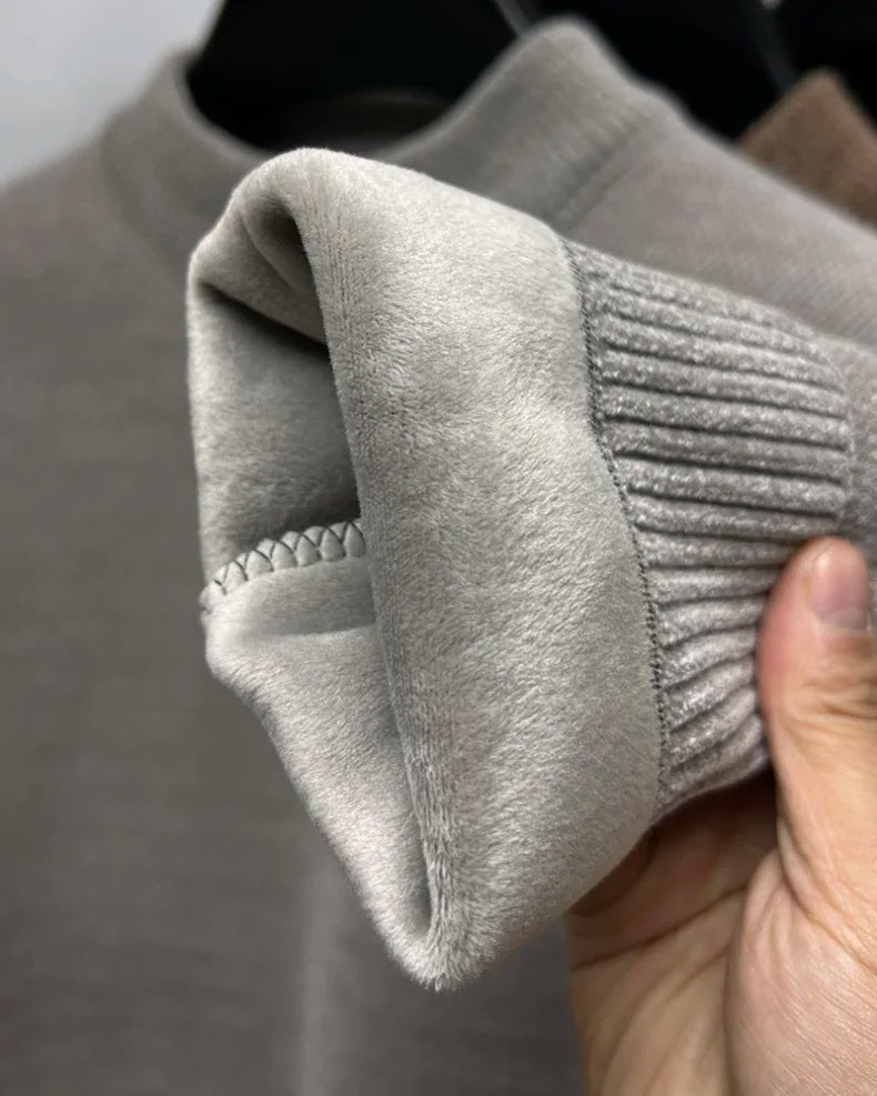 Men's Embroidered Crew Neck Sweater – Thick Warm Knit - Smiles shop