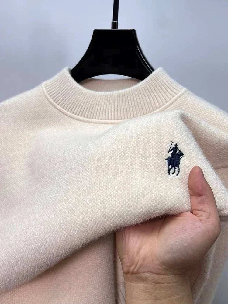 Men's Embroidered Crew Neck Sweater – Thick Warm Knit - Smiles shop