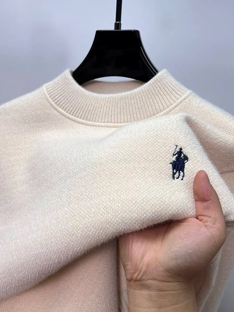Men's Embroidered Crew Neck Sweater – Thick Warm Knit - Smiles shop