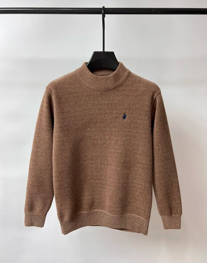Men's Embroidered Crew Neck Sweater – Thick Warm Knit - Smiles shop