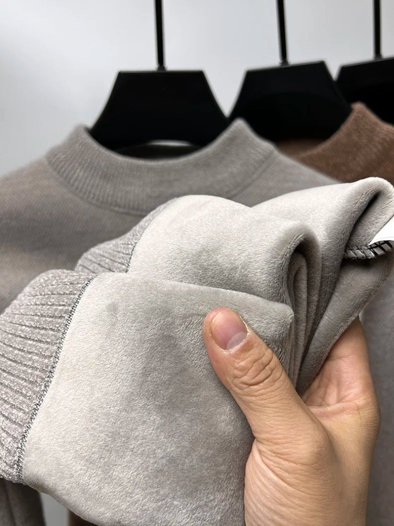 Men's Embroidered Crew Neck Sweater – Thick Warm Knit - Smiles shop