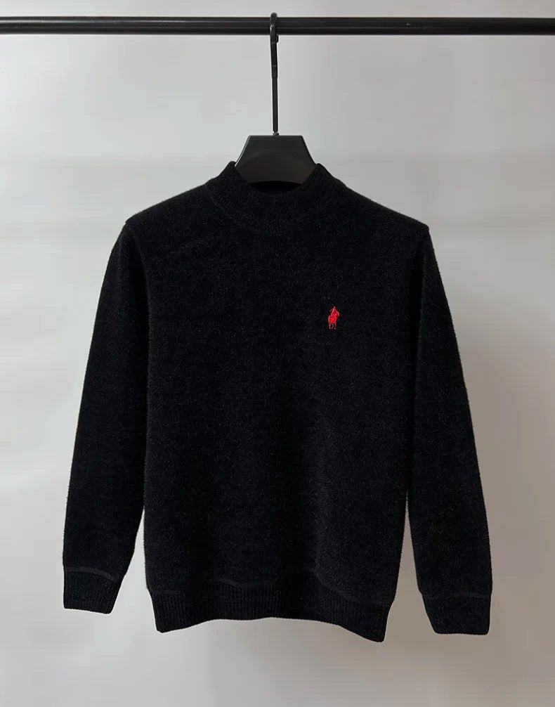 Men's Embroidered Crew Neck Sweater – Thick Warm Knit - Smiles shop