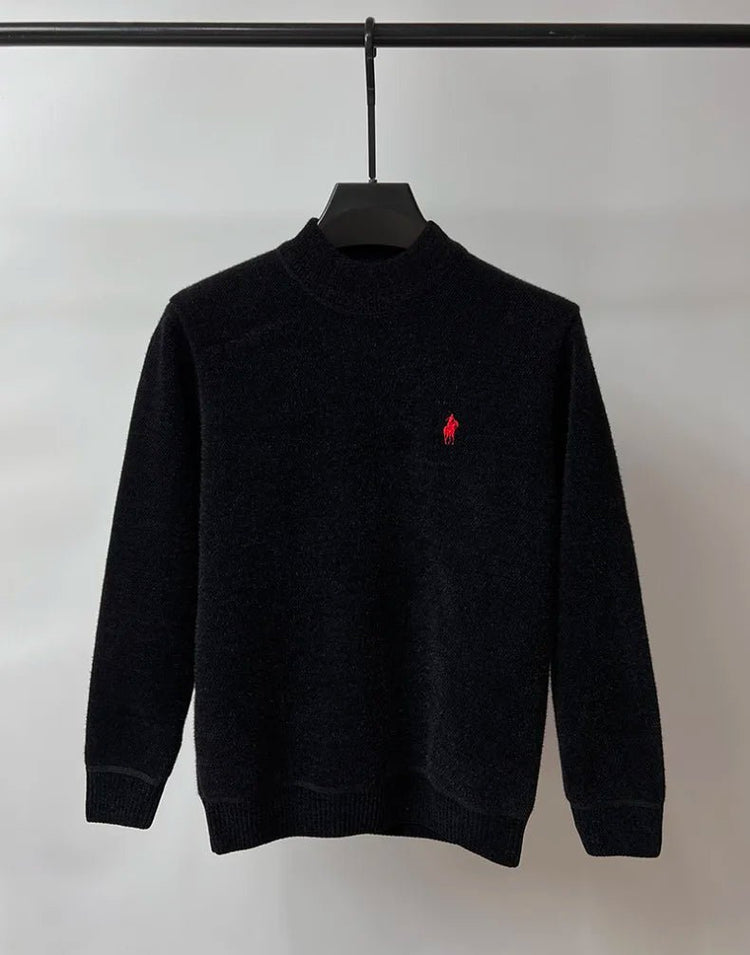 Men's Embroidered Crew Neck Sweater – Thick Warm Knit - Smiles shop