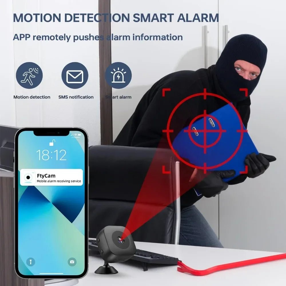 Mini Caméra HD WiFi 360° – Vision Nocturne & Alarme Mouvement - Smiles shop