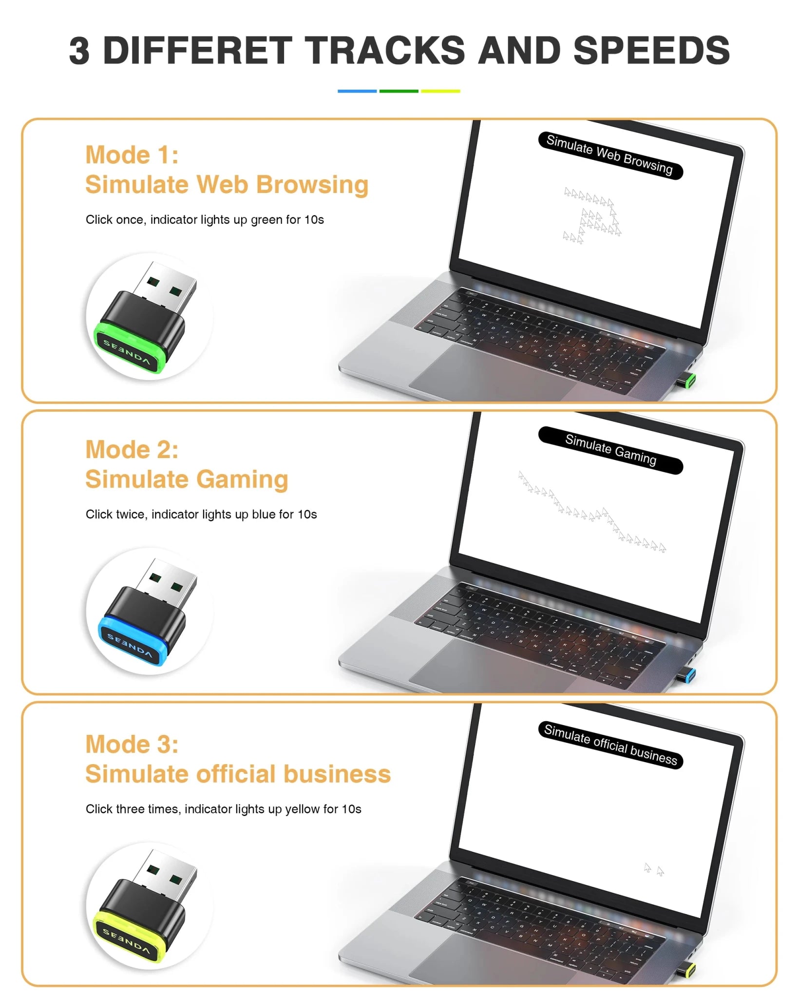 Mouse Jiggler USB Indétectable Seenda DK16 – Garde ton PC Actif, Plug & Play - Smiles shop
