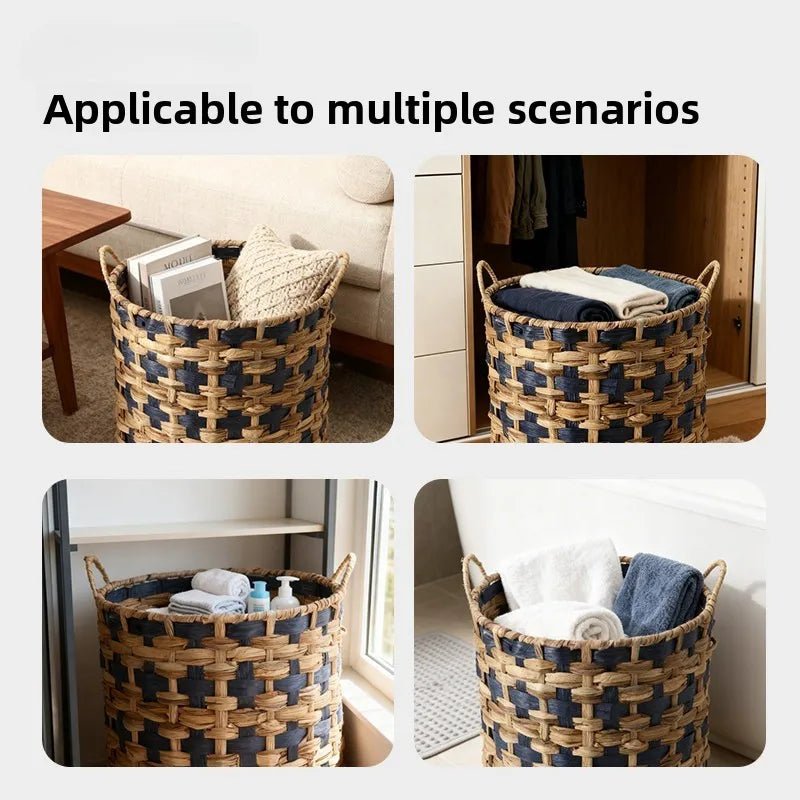 Panier Rangement Osier Tressé Grande Capacité – Bac à Linge Salle de Bain - Smiles shop
