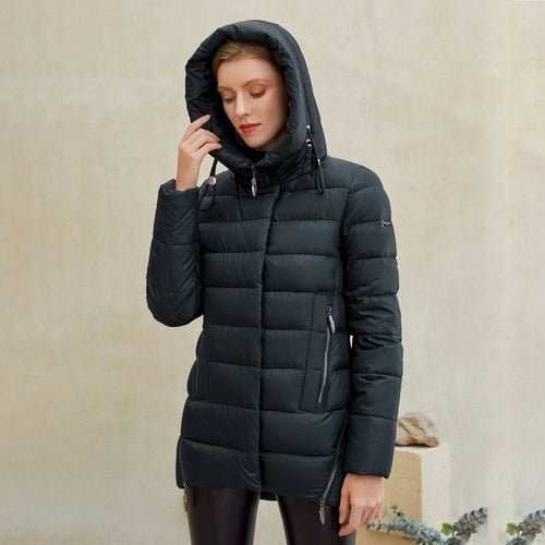 Parka Femme Capuche Rembourrée Coton – Zip, Coupe Large & Chaud Hiver Casual - Smiles shop