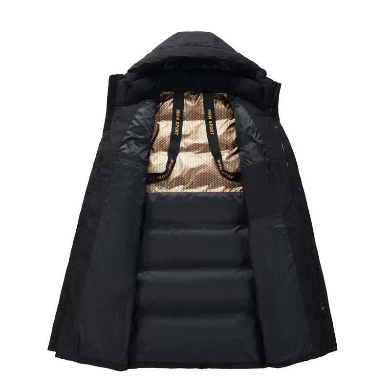 Parka Long Homme Duvet d'Oie Blanc 80% – Grand Froid -50°C, Capuche & Col - Smiles shop