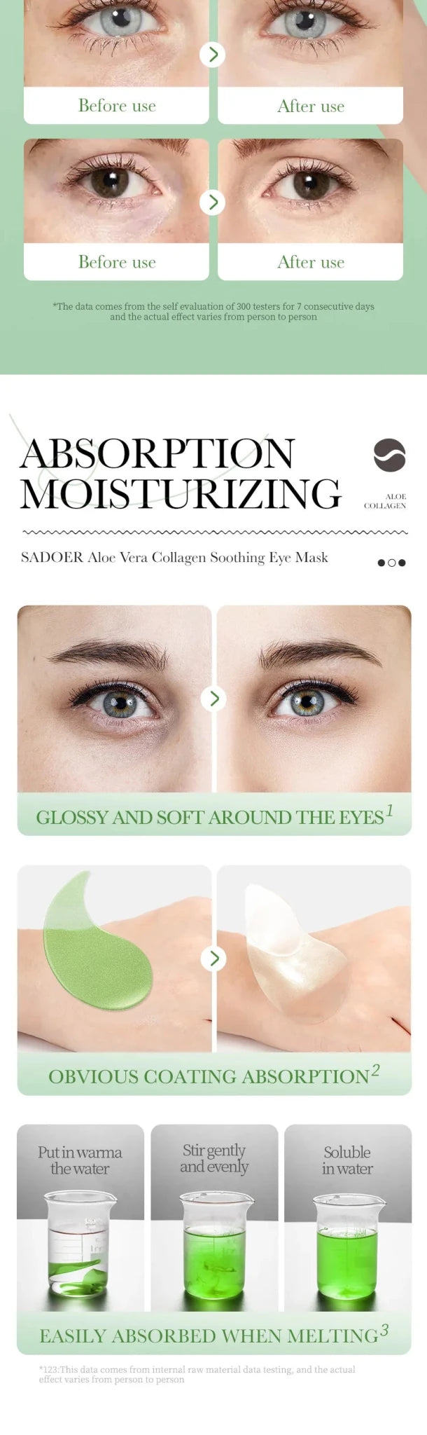 Patches Yeux Aloe Vera & Collagène – Hydratation & Fermeté (60 pcs) - Smiles shop