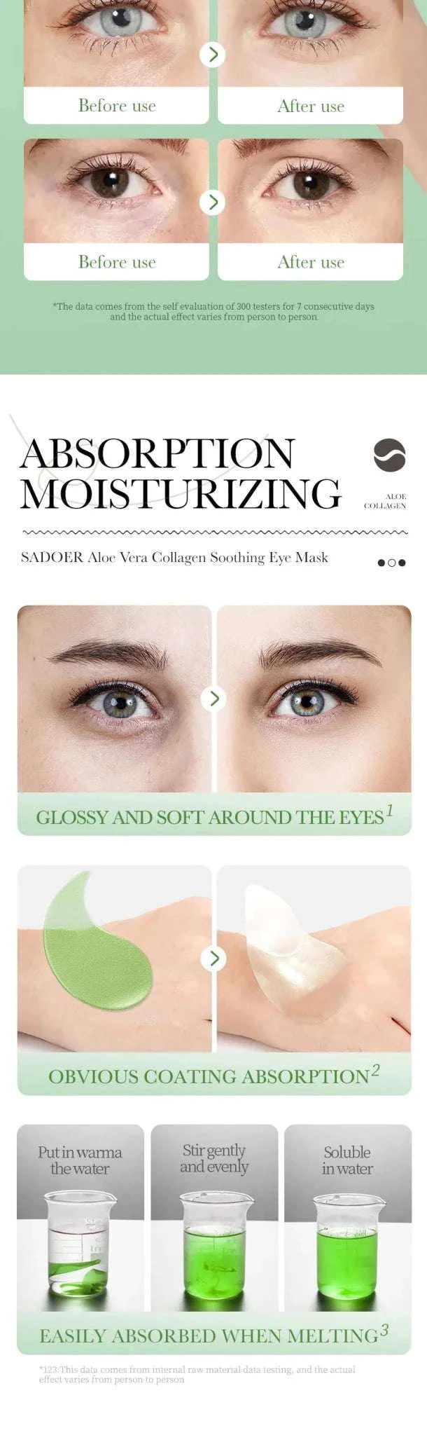 Patches Yeux Aloe Vera & Collagène – Hydratation & Fermeté (60 pcs) - Smiles shop