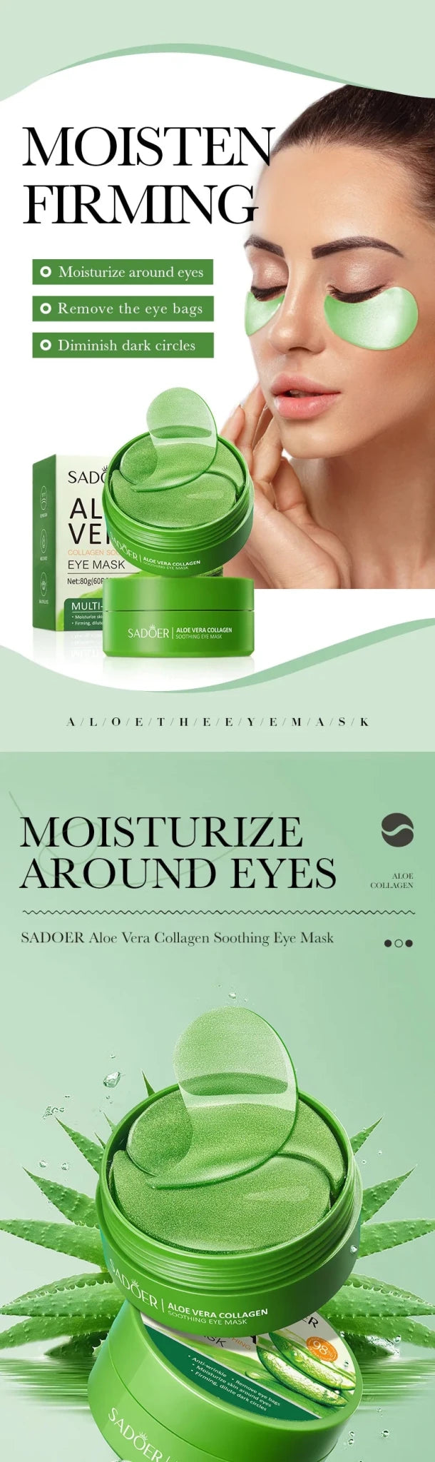 Patches Yeux Aloe Vera & Collagène – Hydratation & Fermeté (60 pcs) - Smiles shop