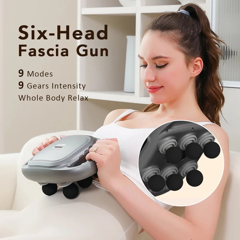 Pistolet de Massage Tissu Profond – 6 Têtes & Lumière Rouge - Smiles shop