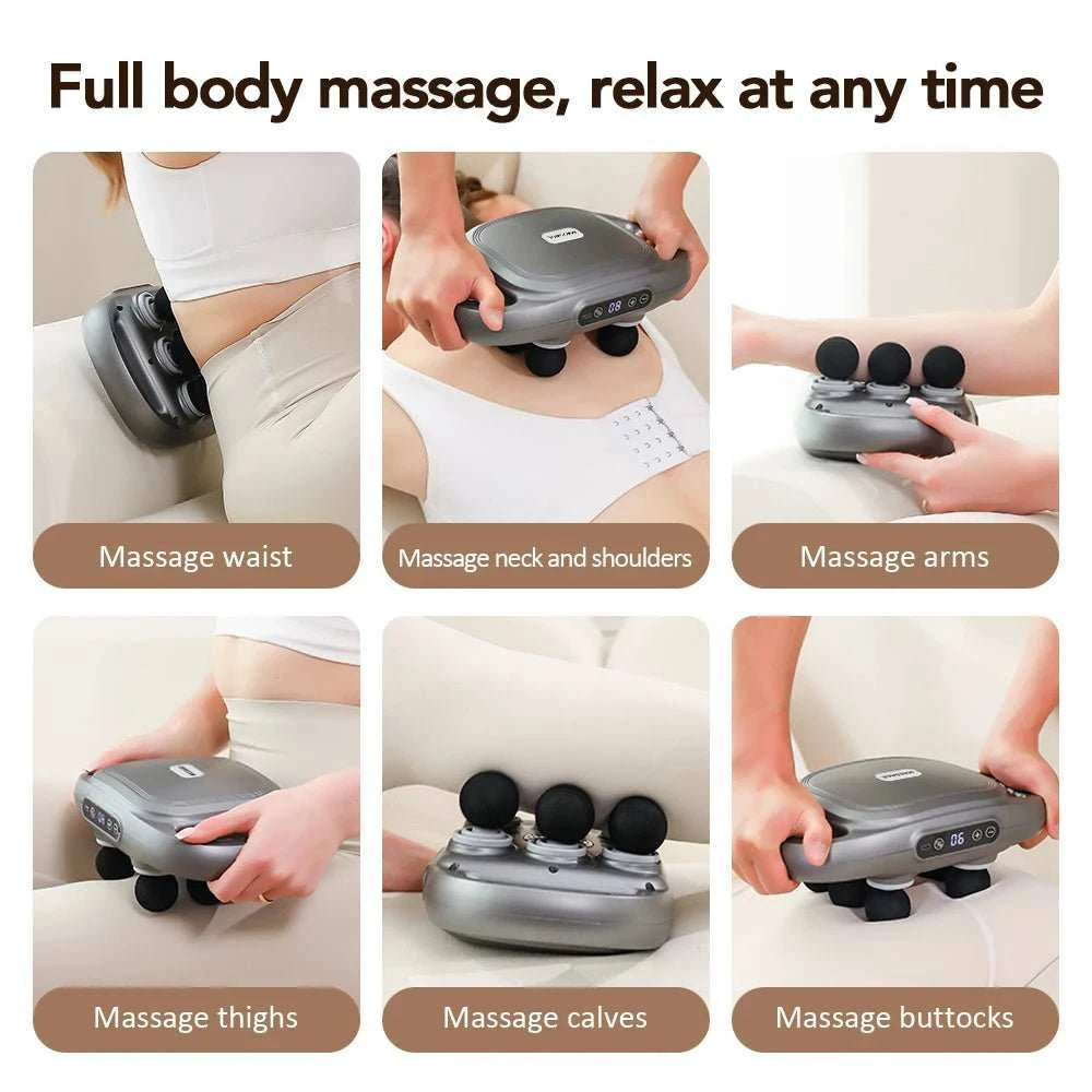 Pistolet de Massage Tissu Profond – 6 Têtes & Lumière Rouge - Smiles shop