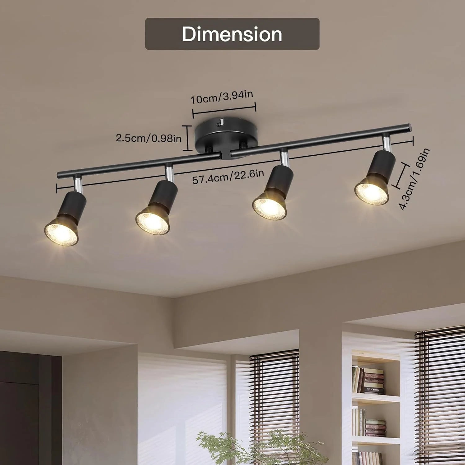 Plafonnier LED 4 Spots Orientables & Dimmable – Lumière Moderne Salon - Smiles shop