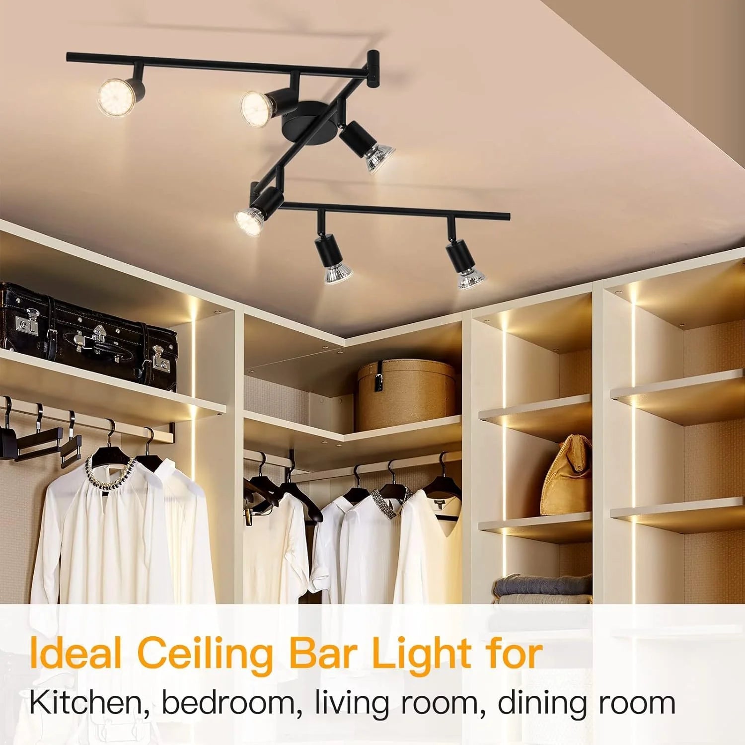 Plafonnier LED 4 Spots Orientables & Dimmable – Lumière Moderne Salon - Smiles shop