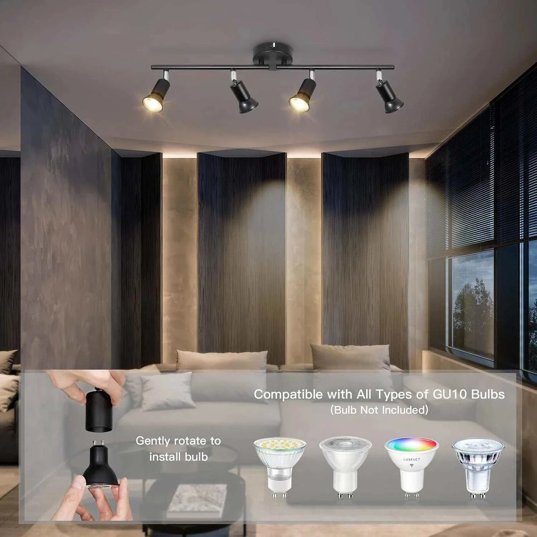 Plafonnier LED 4 Spots Orientables & Dimmable – Lumière Moderne Salon - Smiles shop
