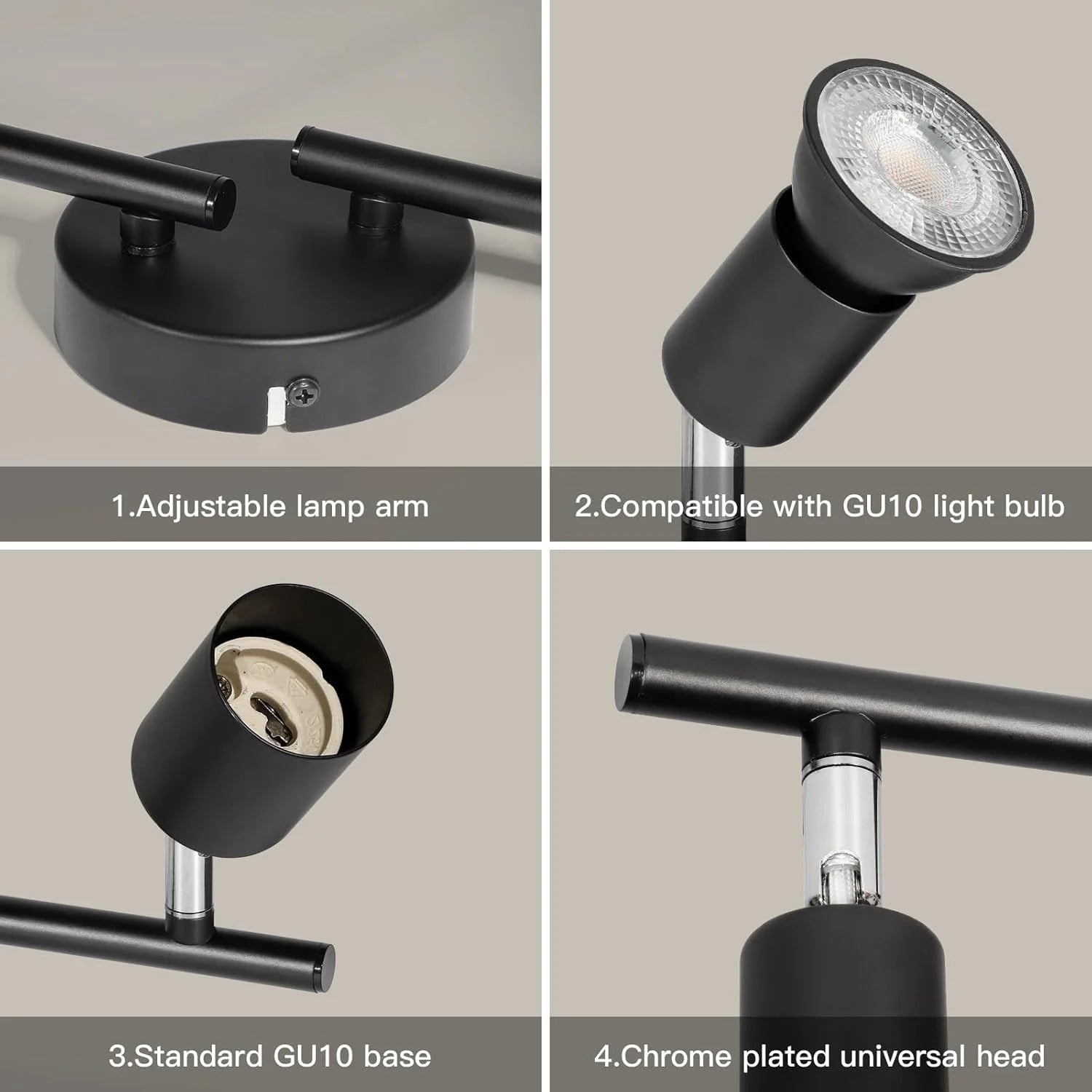 Plafonnier LED 4 Spots Orientables & Dimmable – Lumière Moderne Salon - Smiles shop